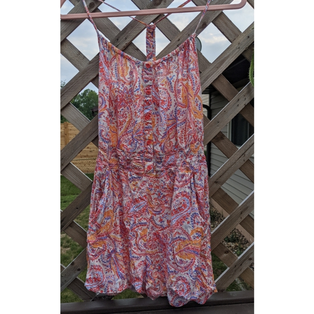 Bershka Orange Paisley Romper